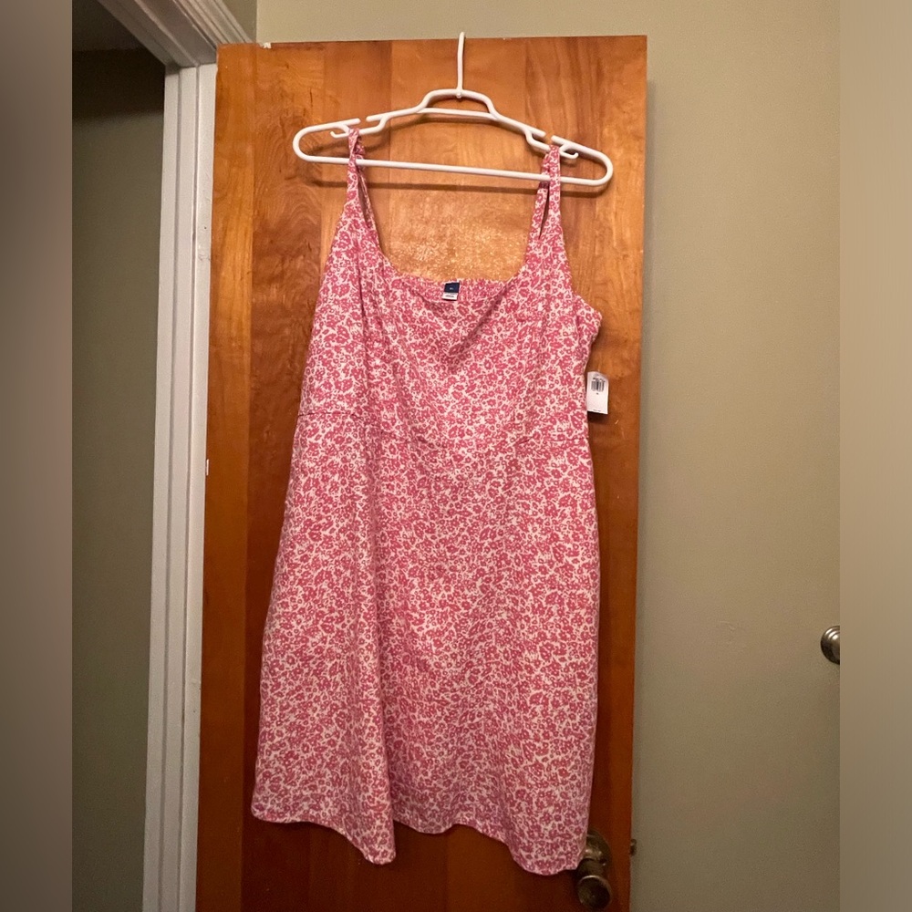 XL Old Navy Pink Floral Linen Mini Dress (New with Tags)